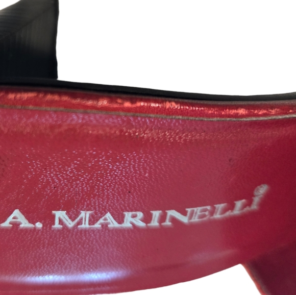 Marinelli Deep Red Leather Slings Slide On 3in. Heels Size 8 Shoes Kitten Heel - Picture 7 of 13